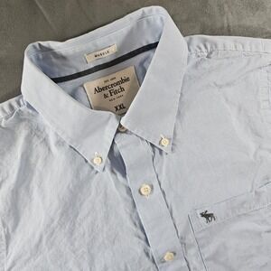 Abercrombie & Fitch Mens XXL Muscle Fit Blue White Striped Cotton Button Down